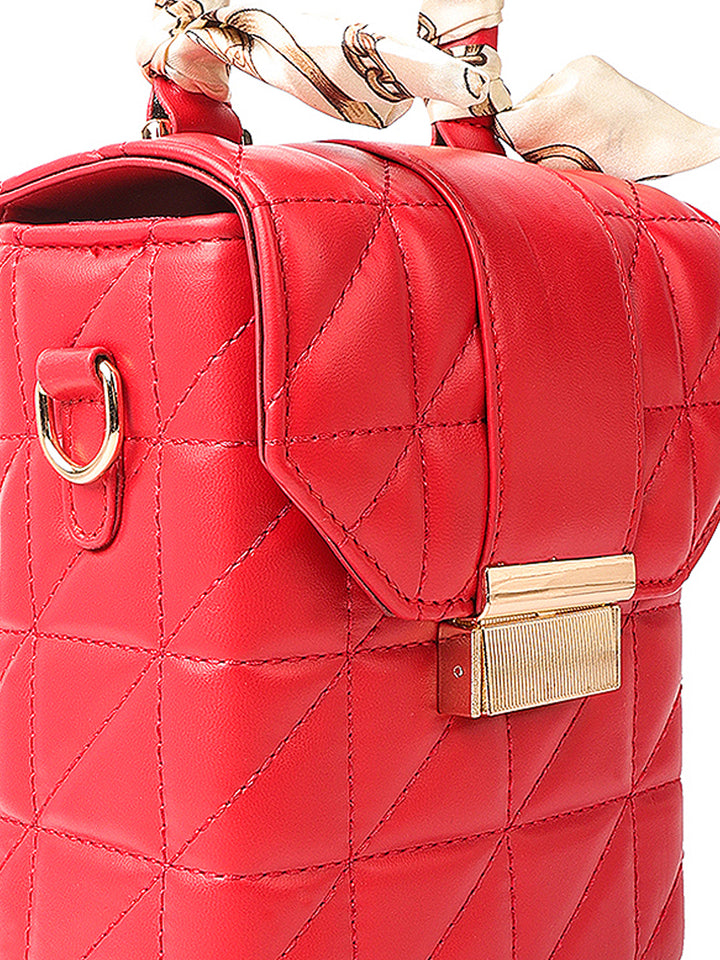 quilted bucket handbag#color_red