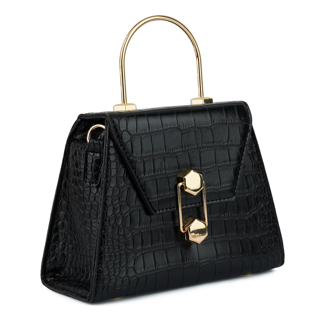 croc pu sling bag#color_black