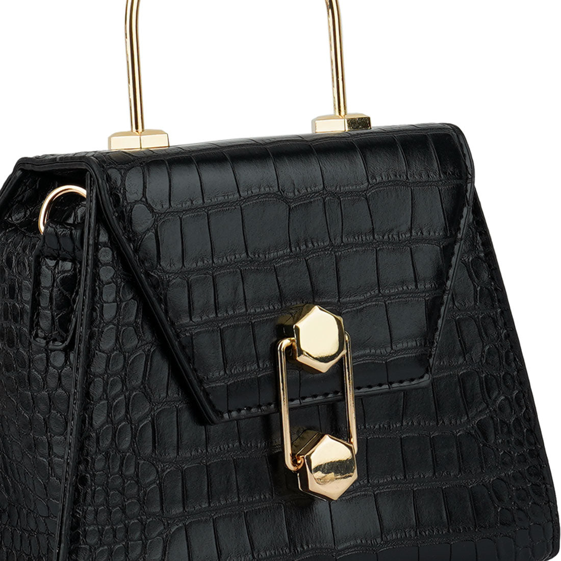 croc pu sling bag#color_black