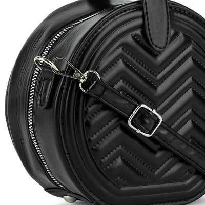 round quilted sling bag#color_black