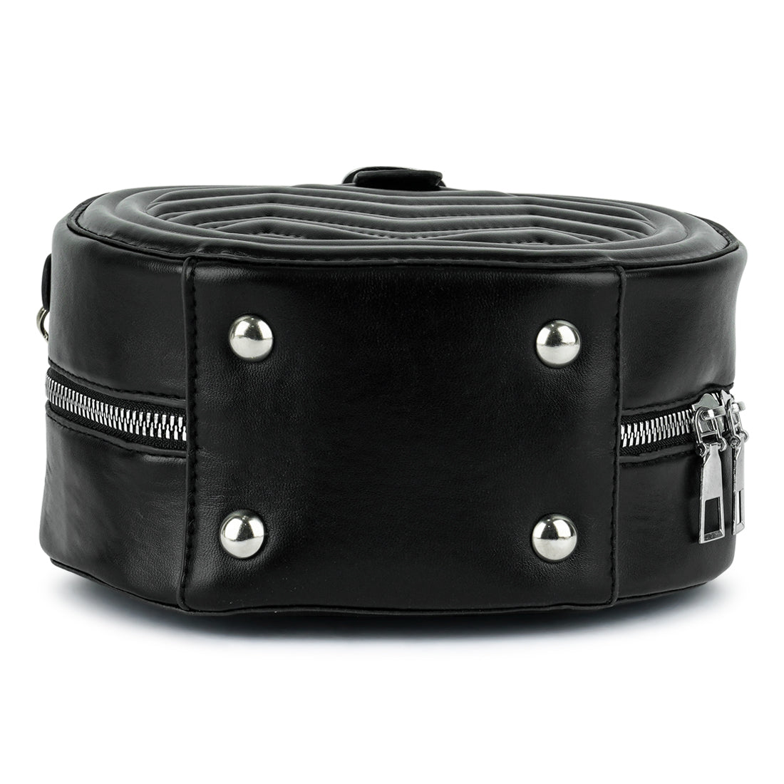 round quilted sling bag#color_black