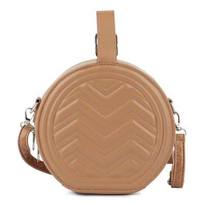 round quilted sling bag#color_tan
