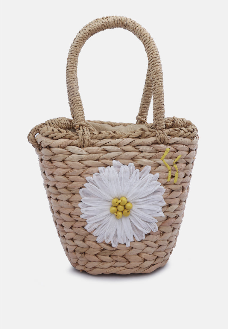 floral woven basket bucket bag#color_dark-beige