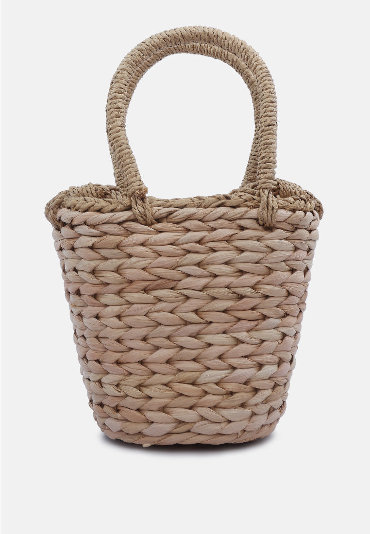 floral woven basket bucket bag#color_dark-beige