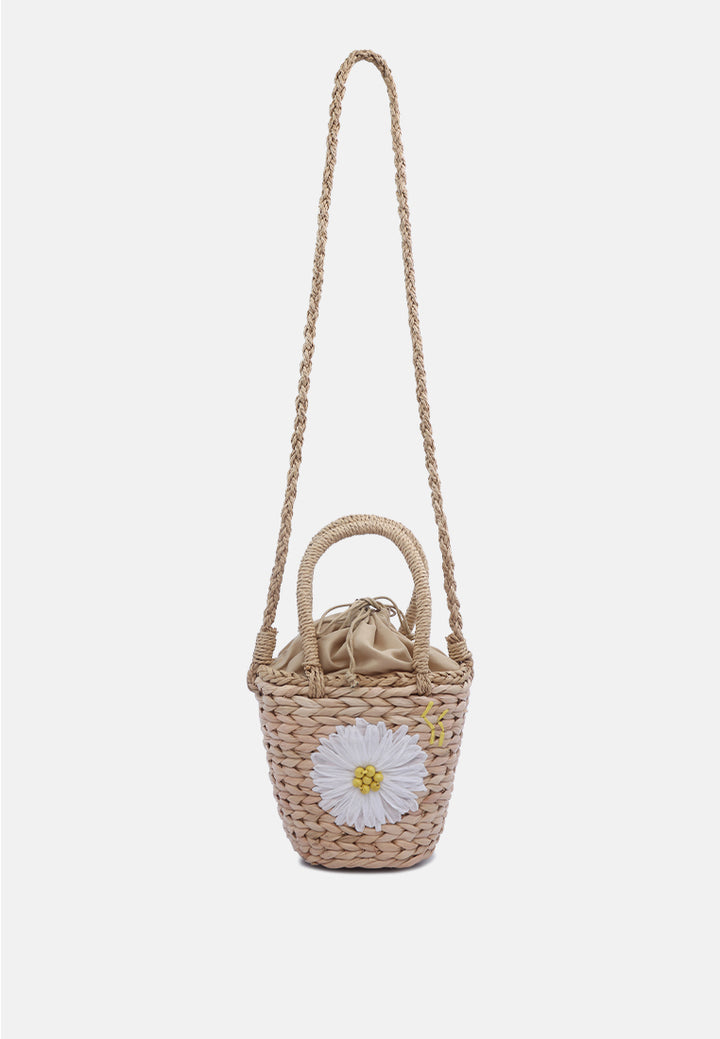 floral woven basket bucket bag#color_dark-beige