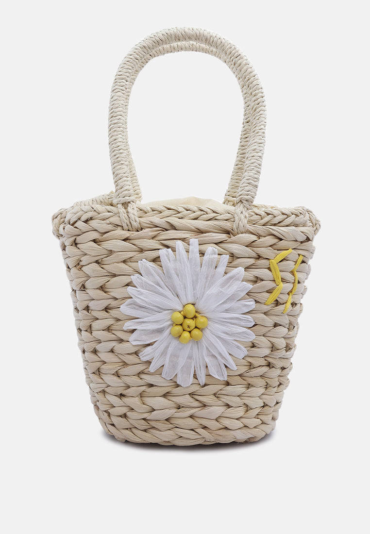floral woven basket bucket bag#color_light-beige