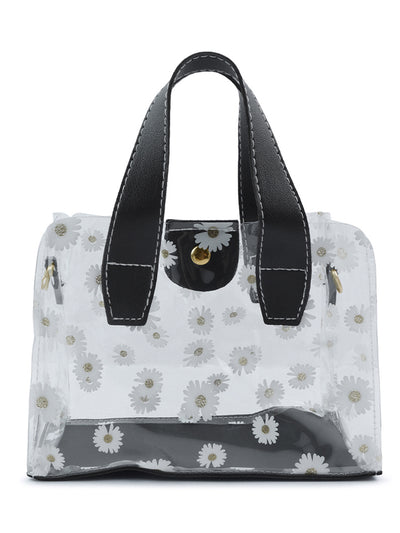 daisy floral print handbag#color_black