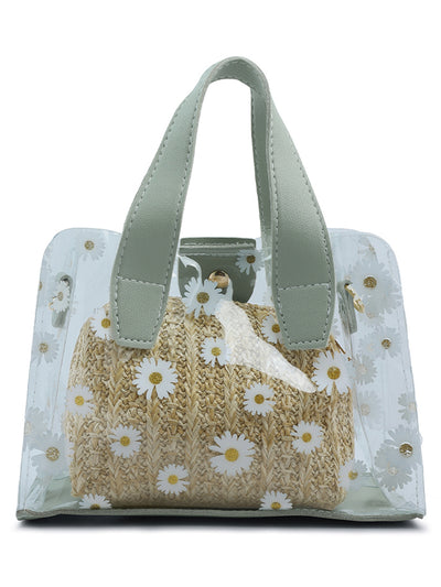 daisy floral print handbag#color_mint