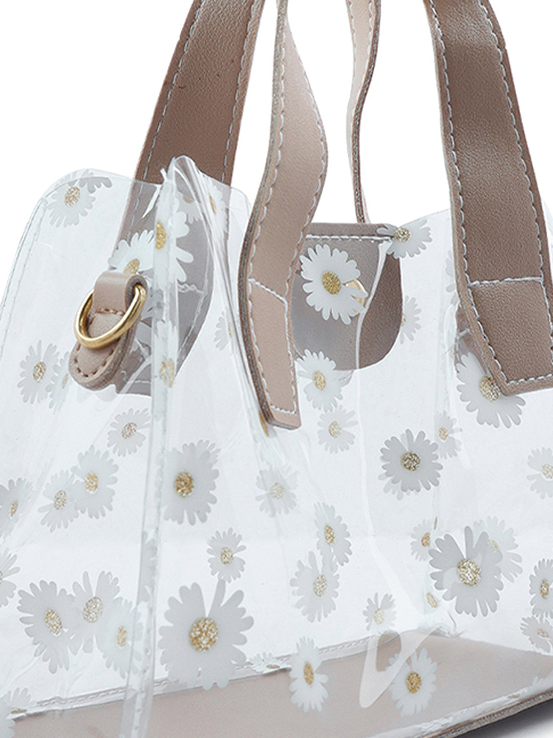 daisy floral print handbag#color_nude