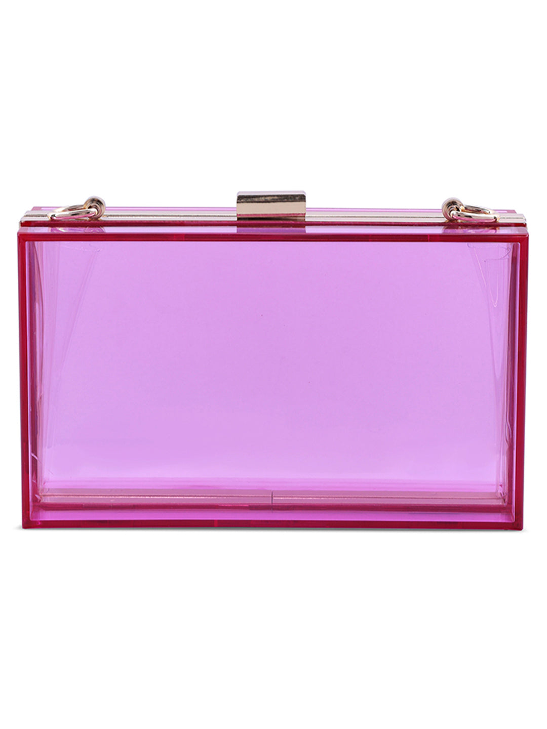 clear rectangle clutch bag#color_fuschia