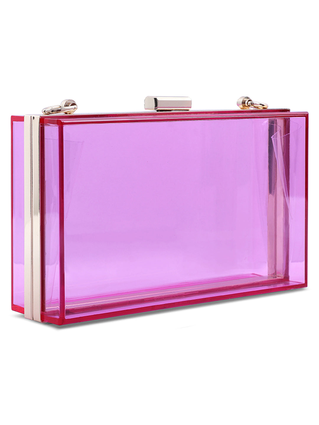 clear rectangle clutch bag#color_fuschia