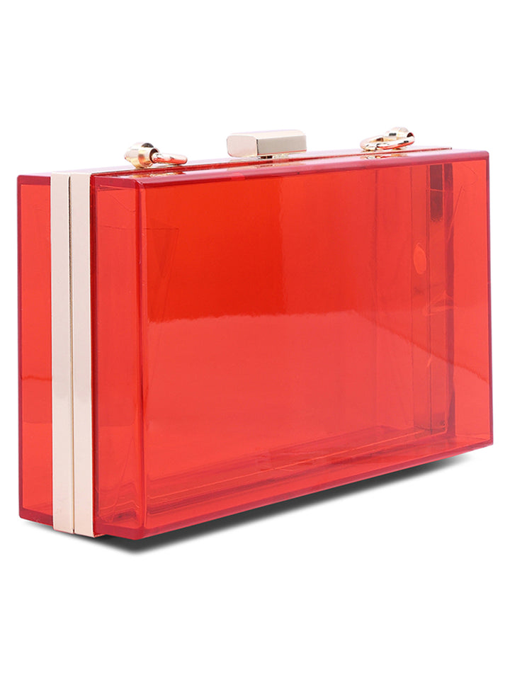 clear rectangle clutch bag#color_red