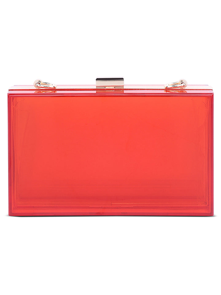 clear rectangle clutch bag#color_red