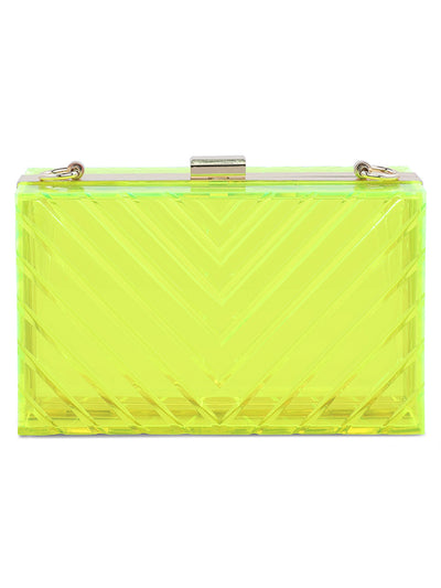 chevron pattern clear clutch bags#color_lime