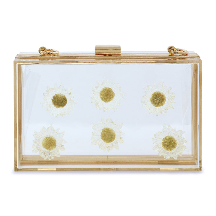 Daisy Detail Clear Clutch Bag