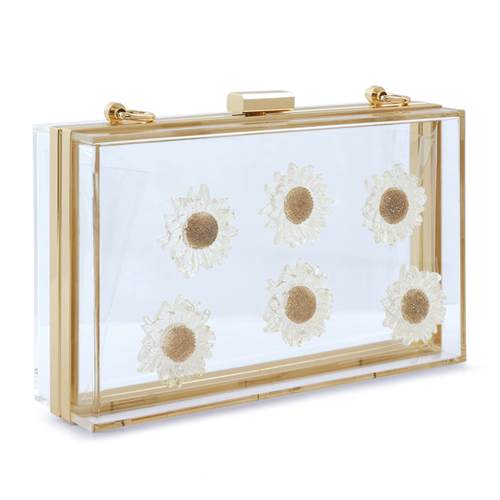 Daisy Detail Clear Clutch Bag