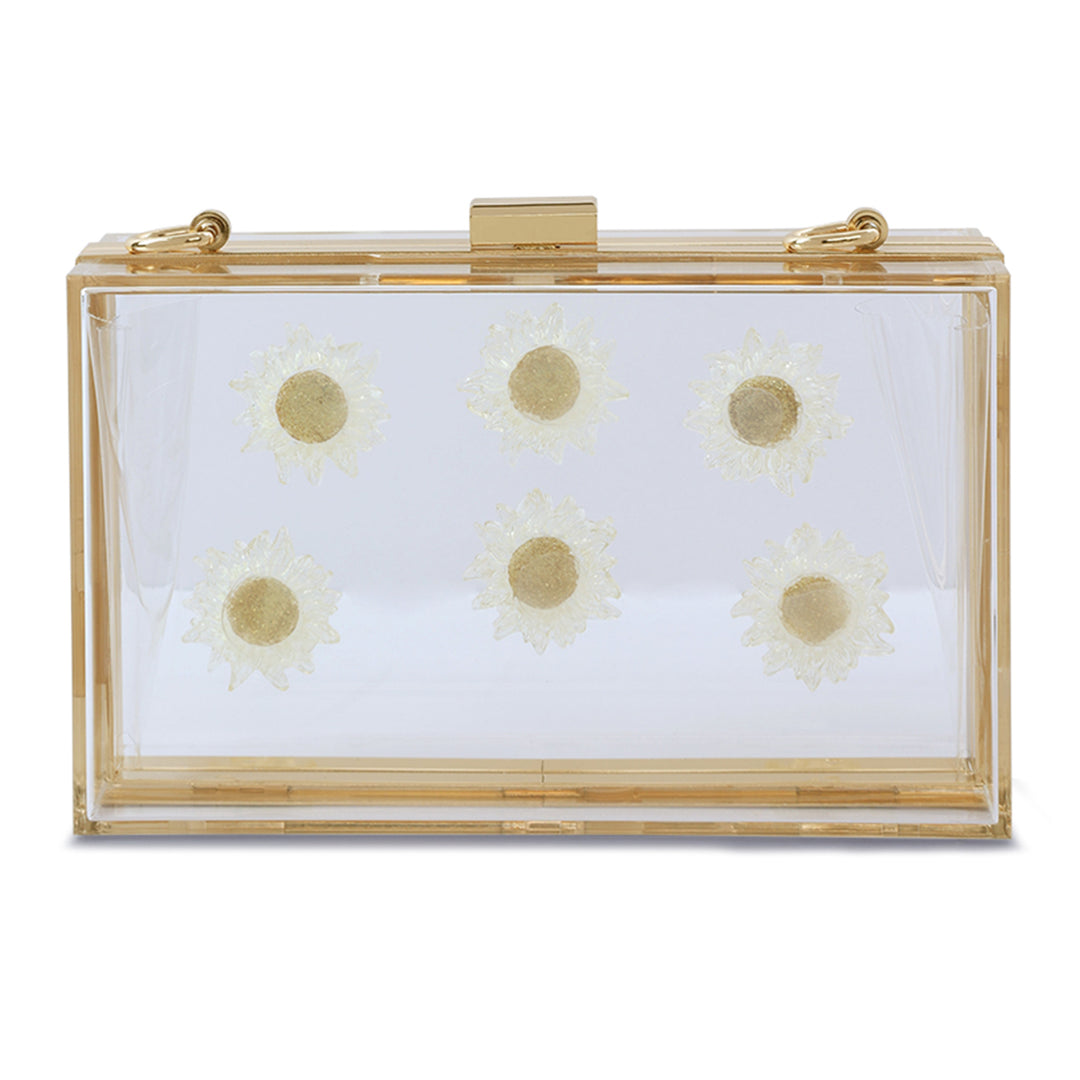 Daisy Detail Clear Clutch Bag