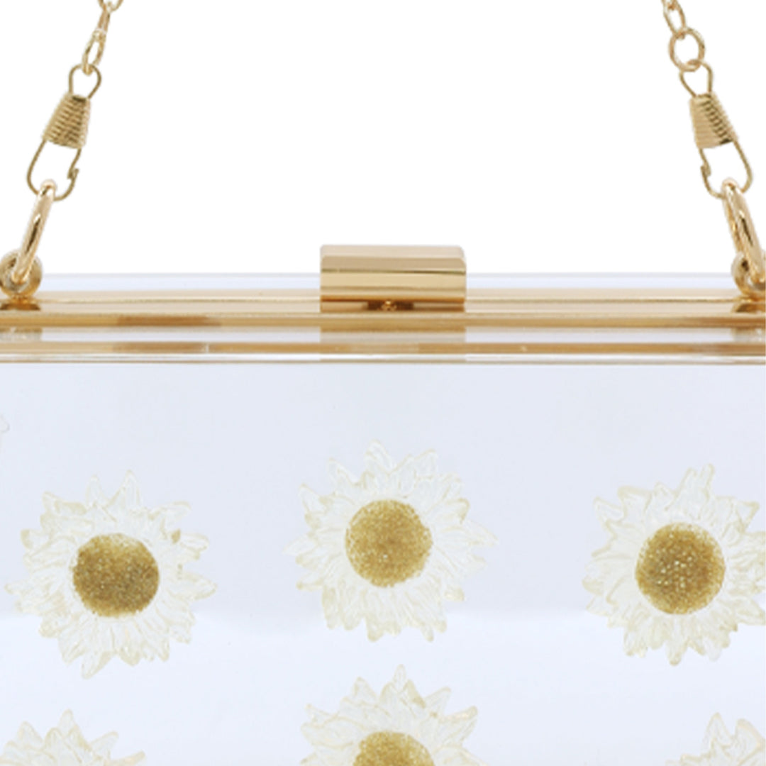 Daisy Detail Clear Clutch Bag