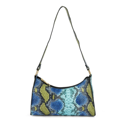 mini snake print baguette bag#color_blue
