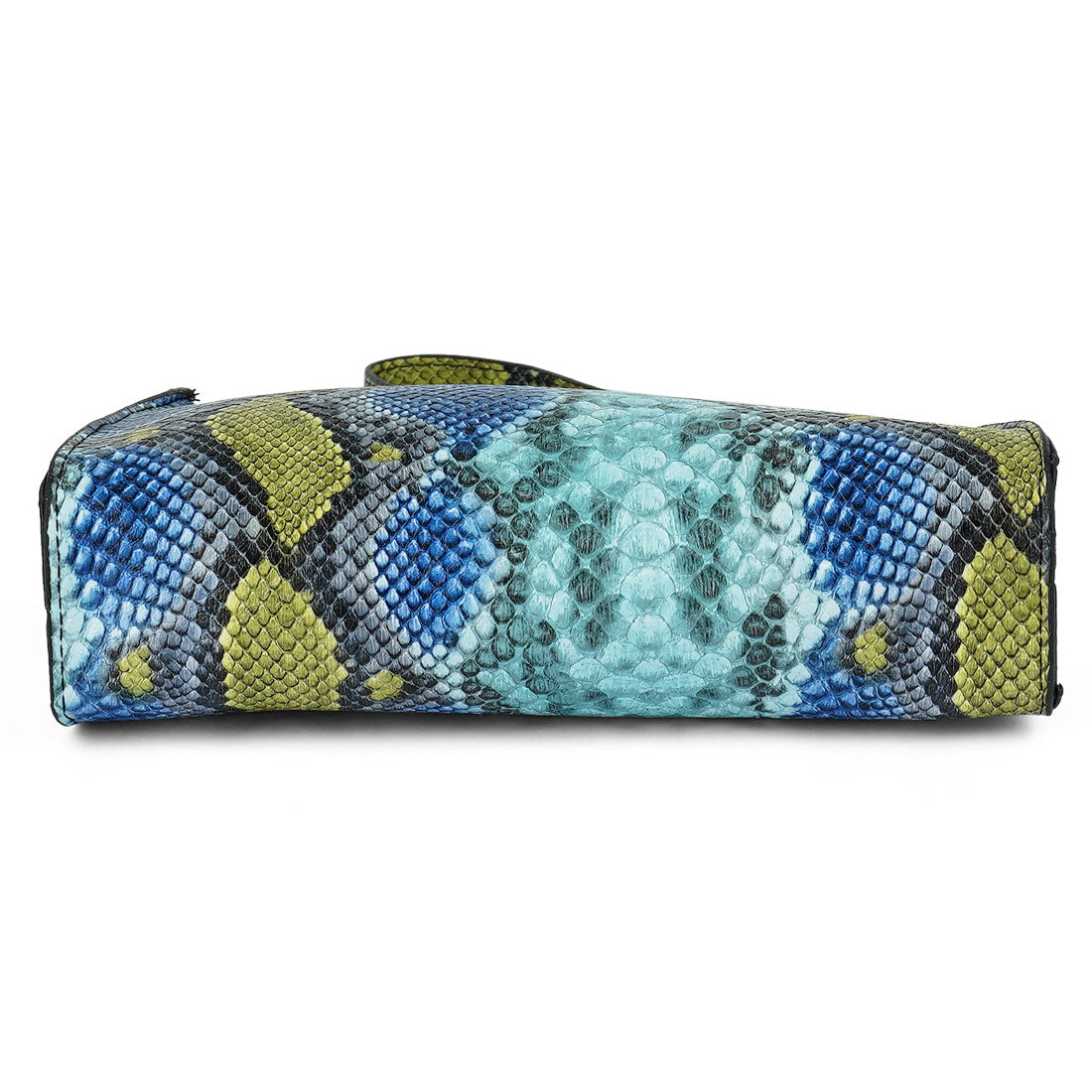mini snake print baguette bag#color_blue