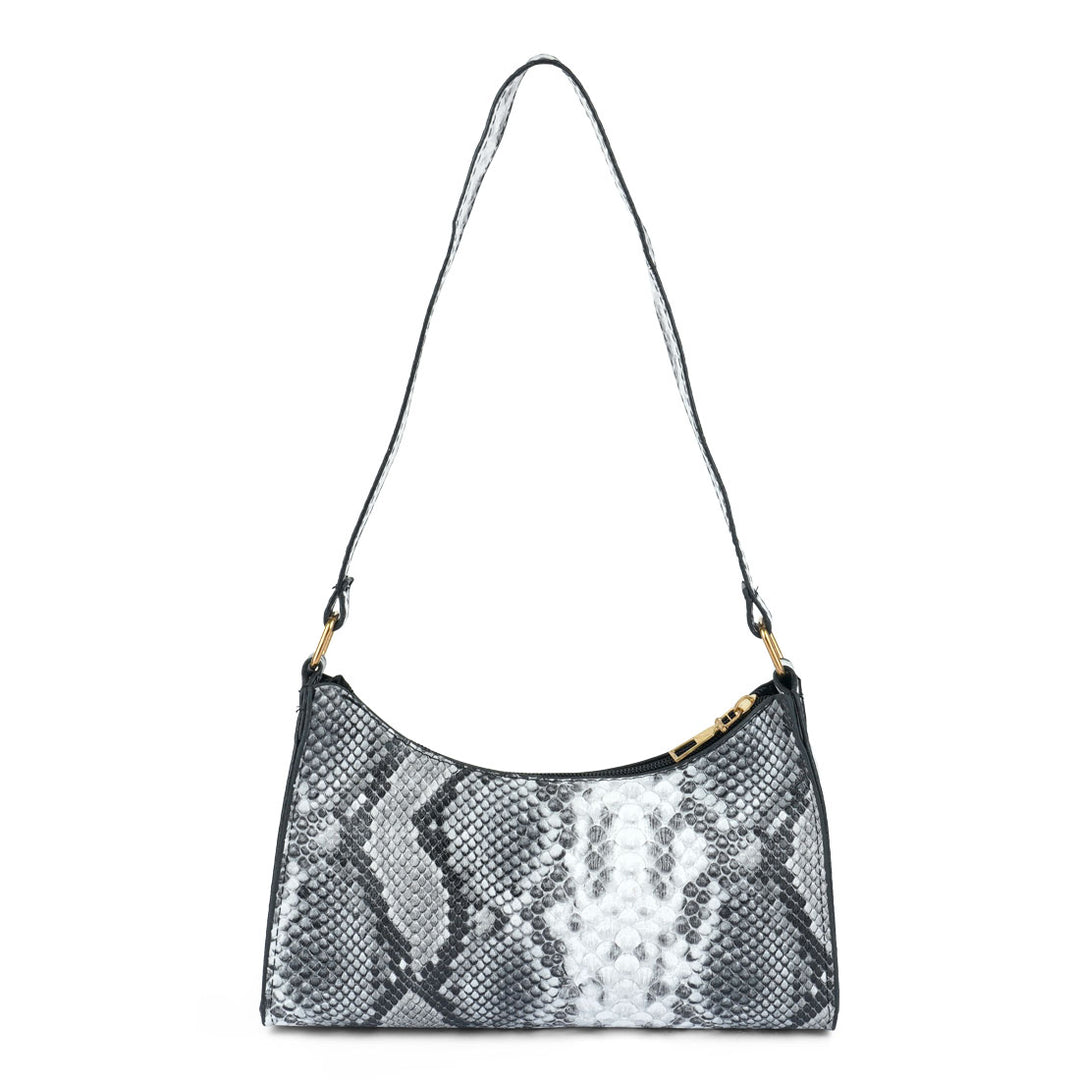 mini snake print baguette bag#color_grey