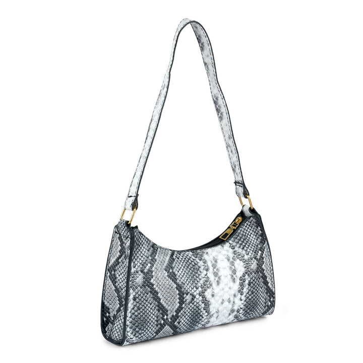 mini snake print baguette bag#color_grey