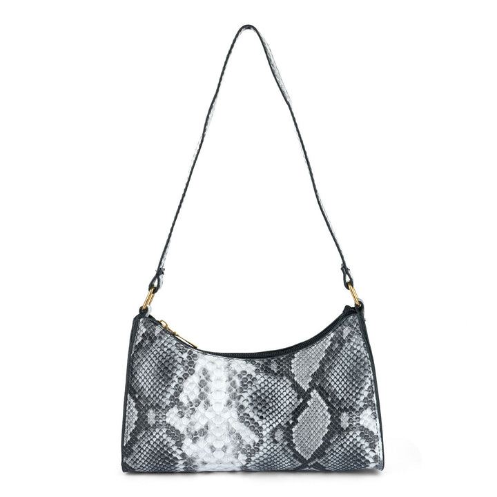 mini snake print baguette bag#color_grey