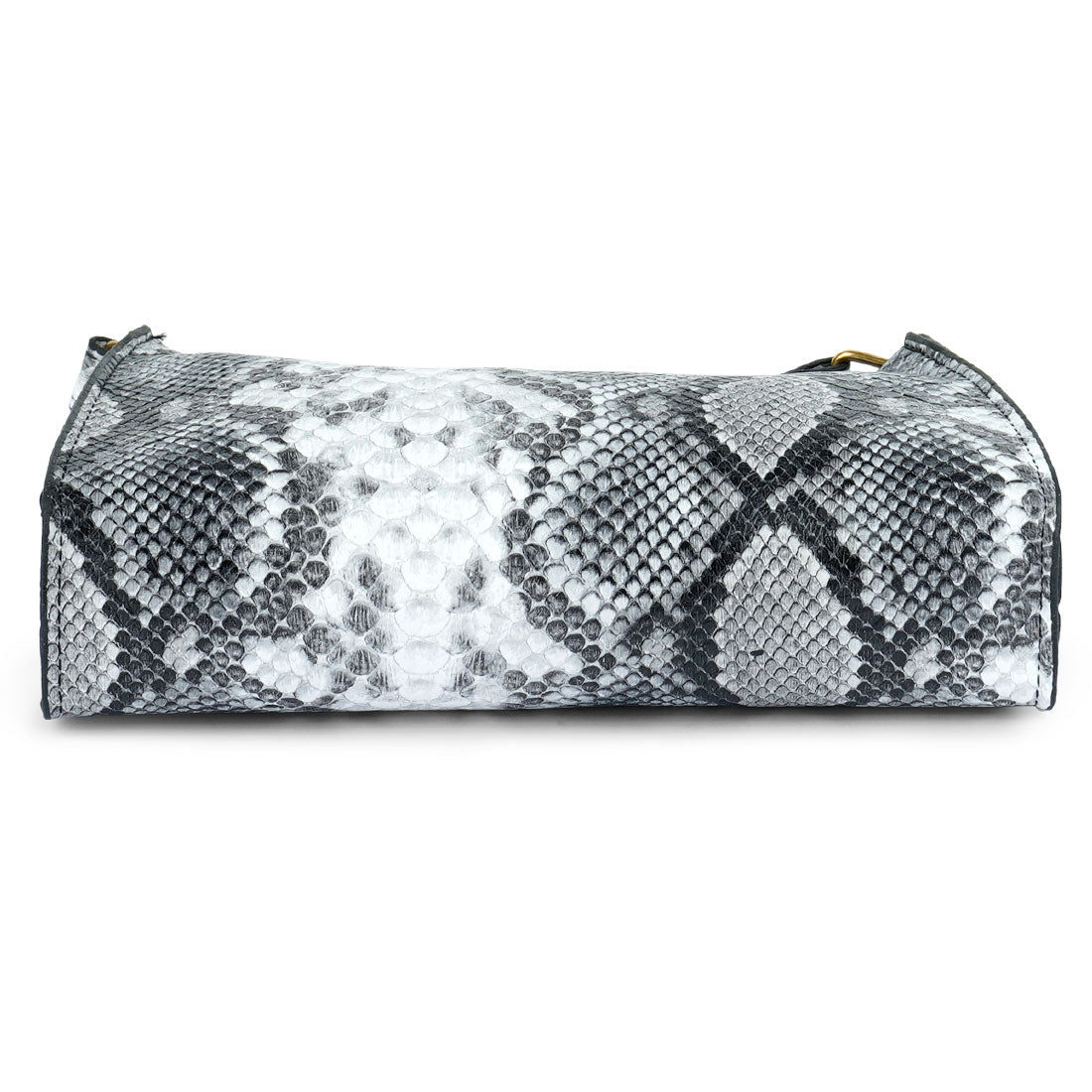 mini snake print baguette bag#color_grey