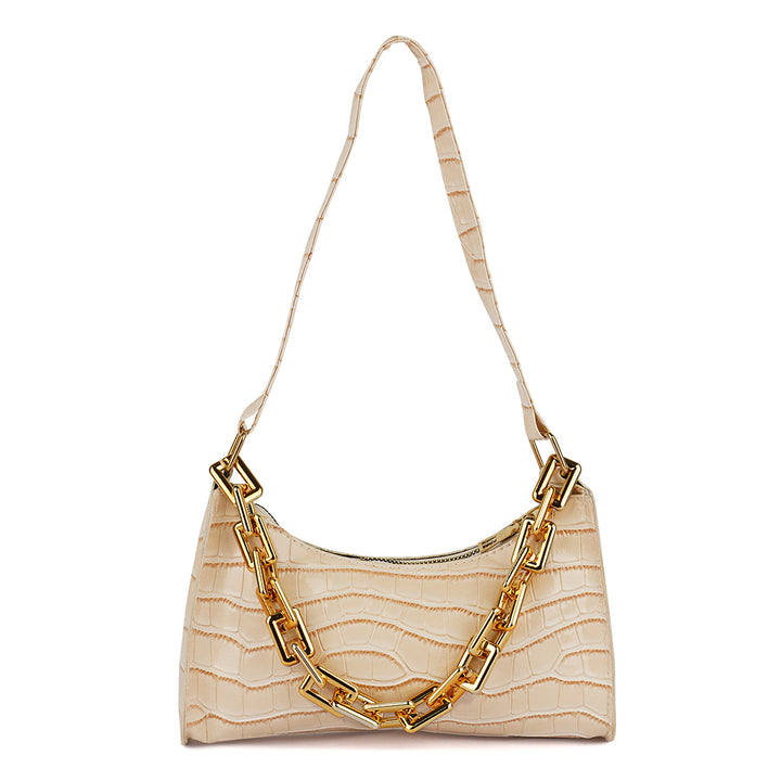 croc pattern baguette bag#color_off-white