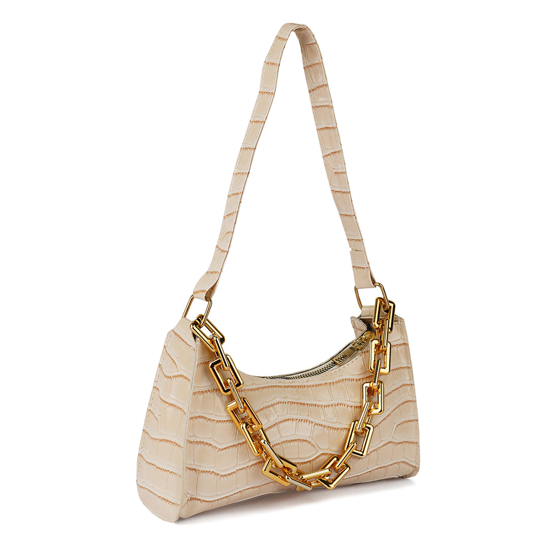 croc pattern baguette bag#color_off-white