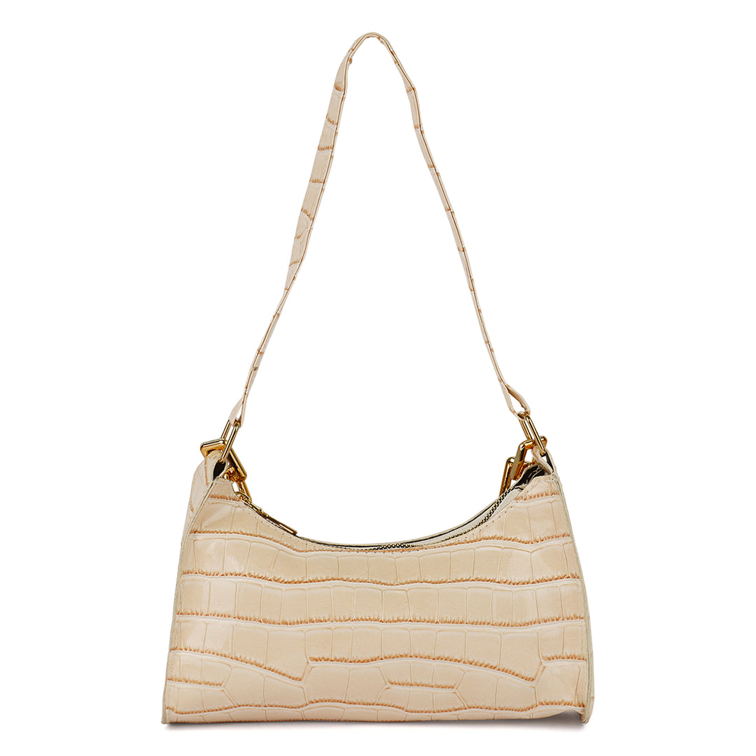 croc pattern baguette bag#color_off-white