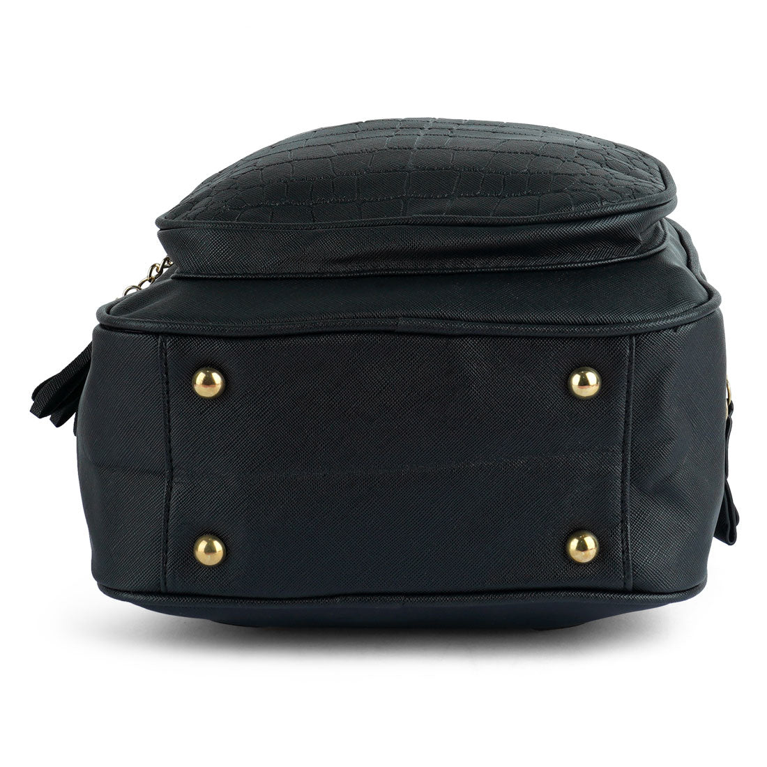 croc patterened mini backpack#color_black