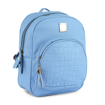 croc patterened mini backpack#color_blue