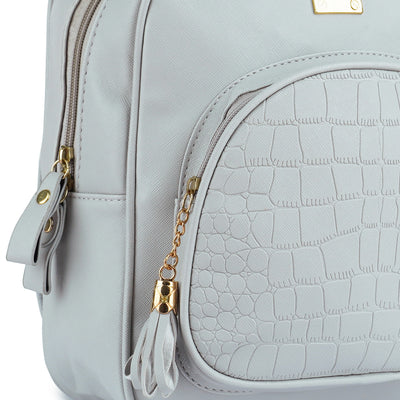 croc patterened mini backpack#color_grey