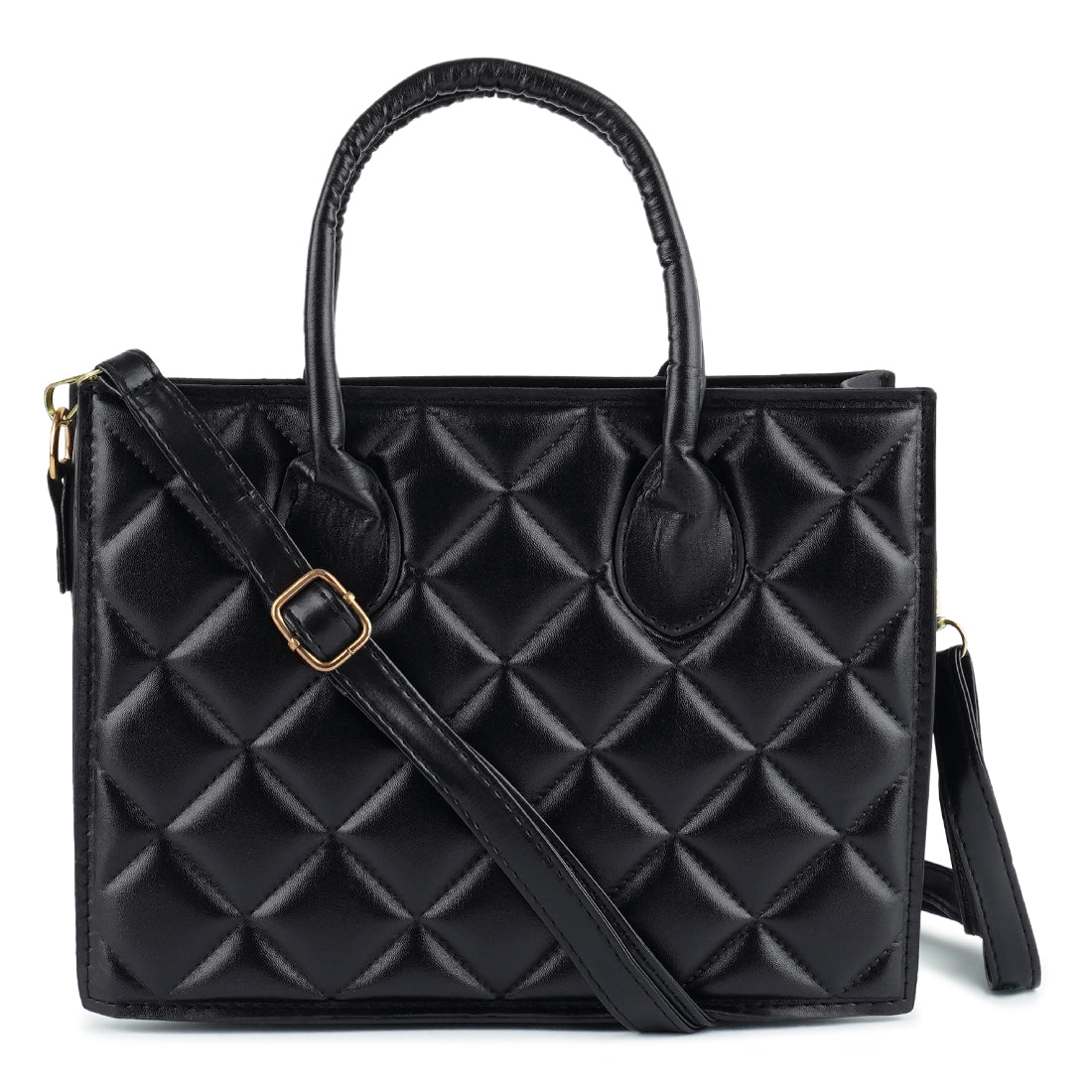 quilted structure hand bag#color_black