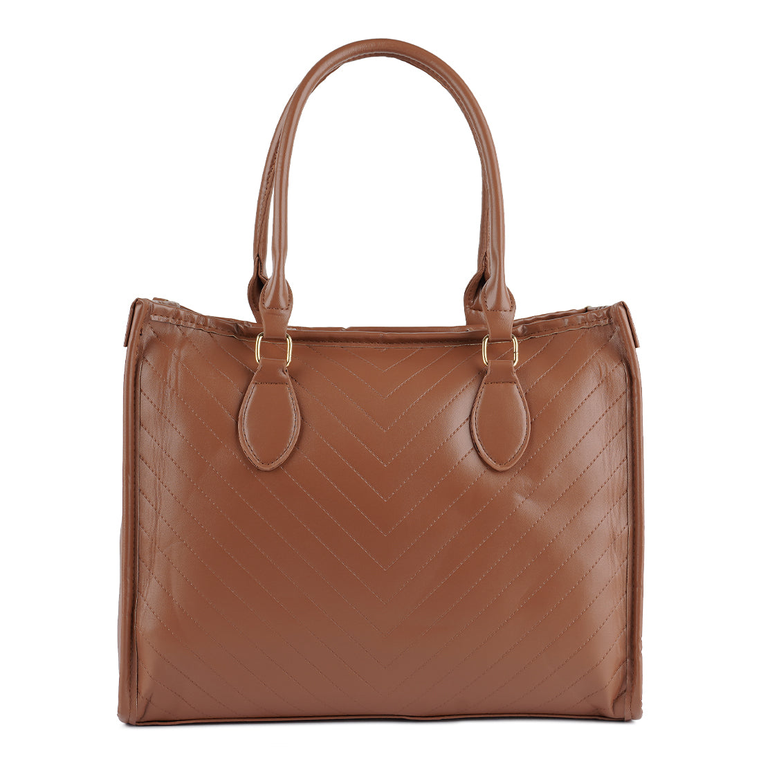 chevron pattern tote bag#color_brown