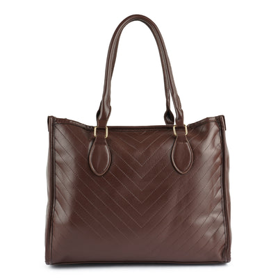 chevron pattern tote bag#color_dark-brown
