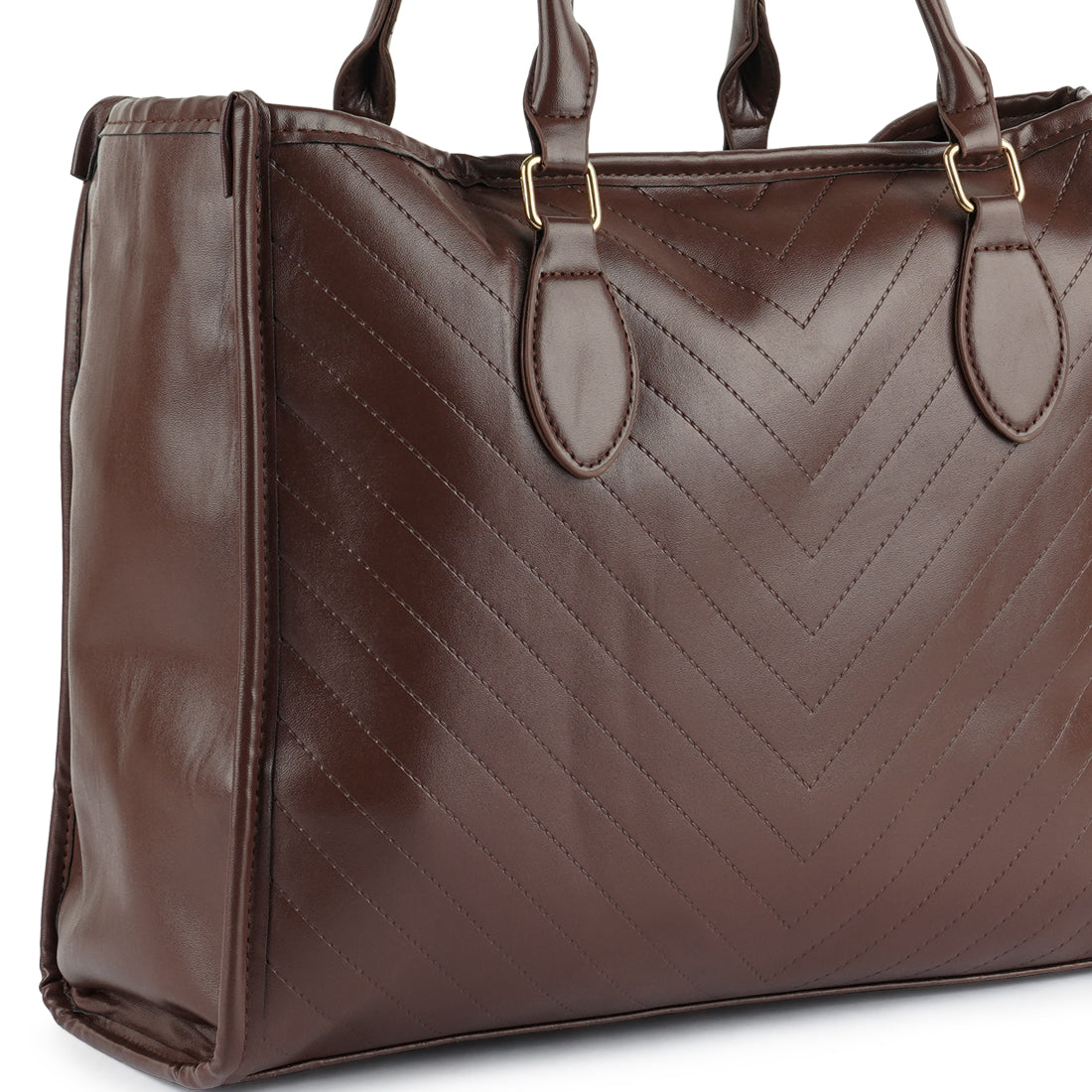chevron pattern tote bag#color_dark-brown