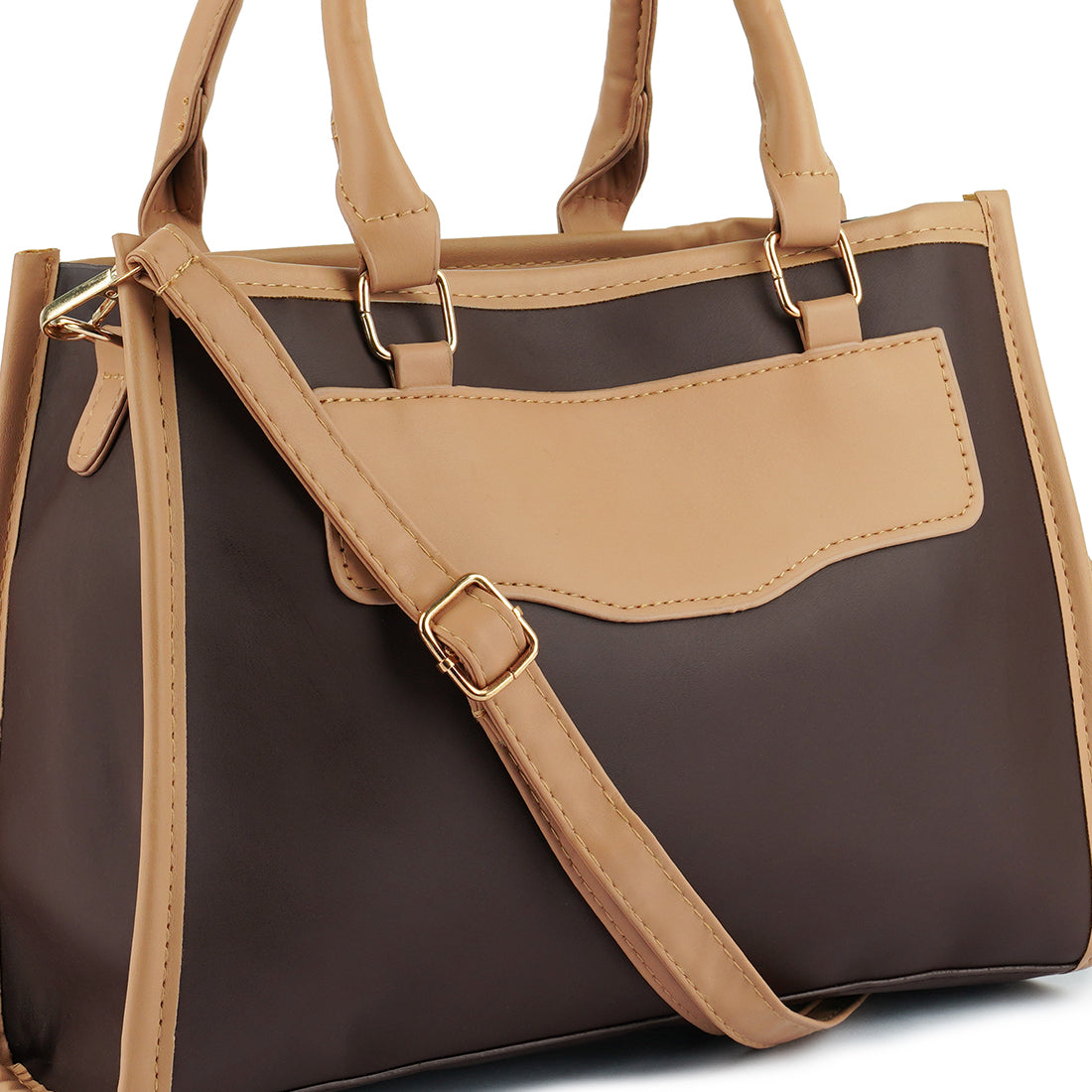color block tote bag#color_brown