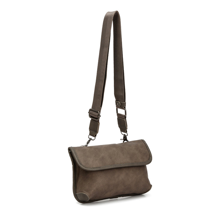 Brown Faux Leather Messenger Bag