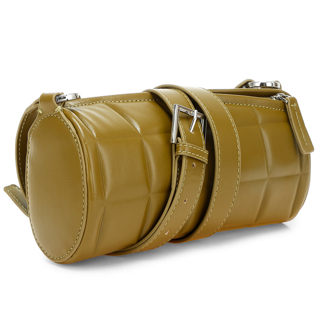 women cylindrical pillow crossbody bag#color_green