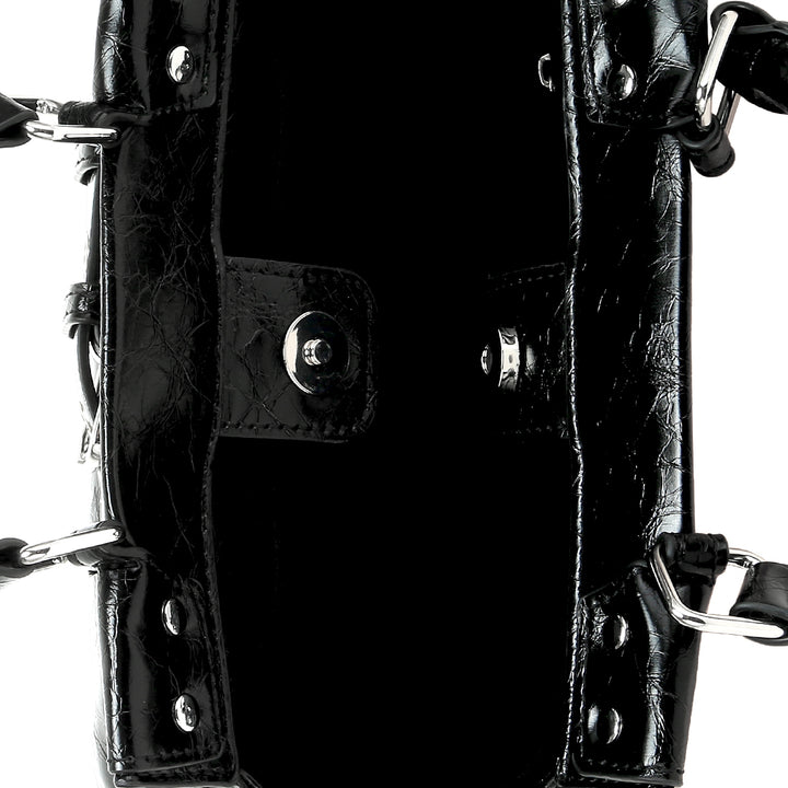 buckle detail satchel bag#color_black