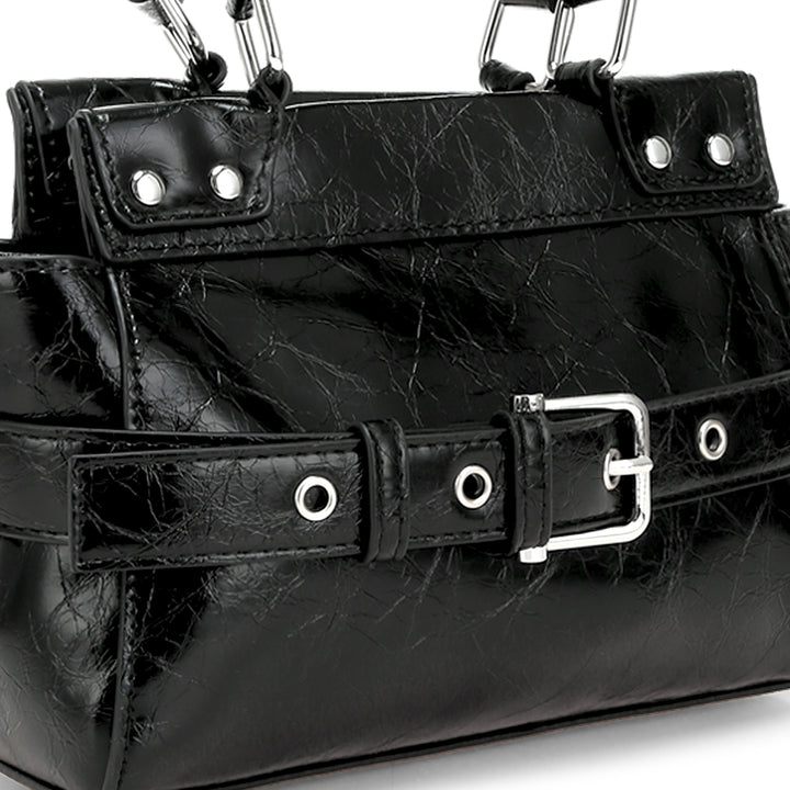 buckle detail satchel bag#color_black