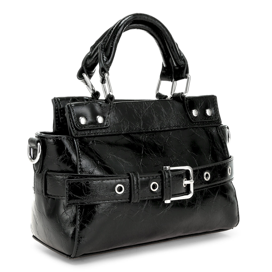 buckle detail satchel bag#color_black