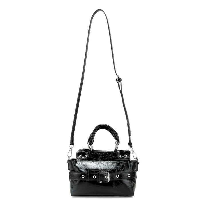 buckle detail satchel bag#color_black