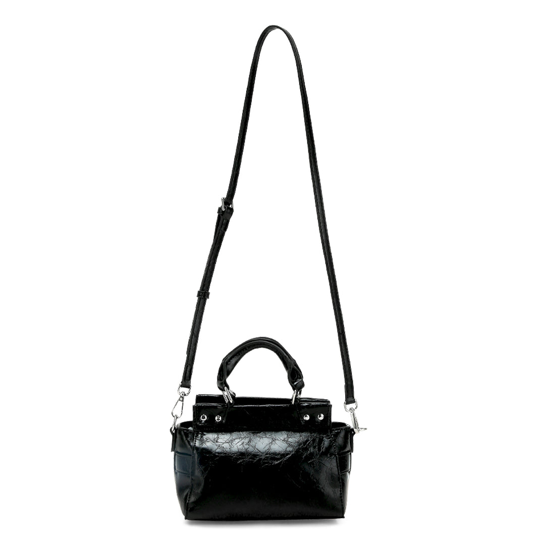 buckle detail satchel bag#color_black