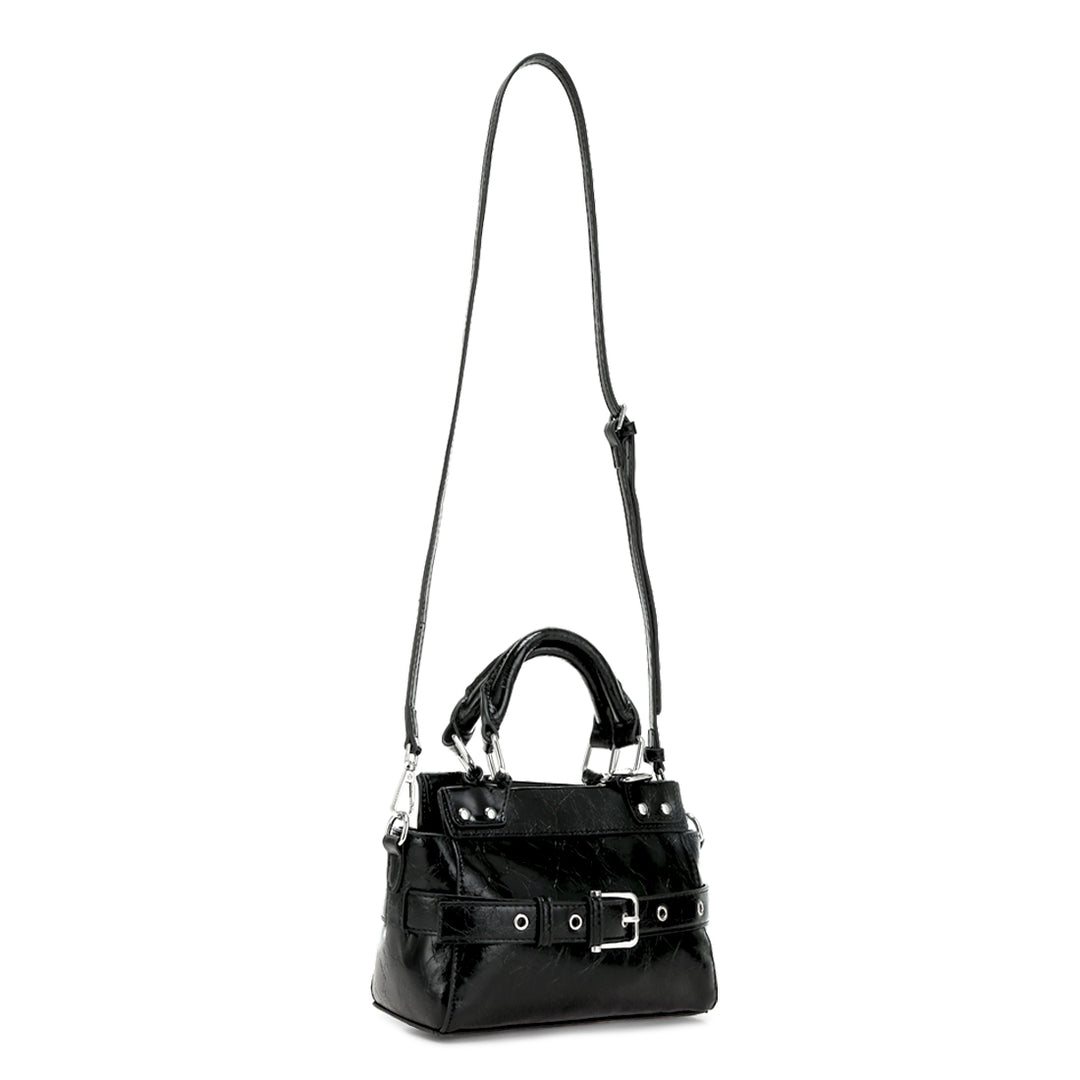 buckle detail satchel bag#color_black