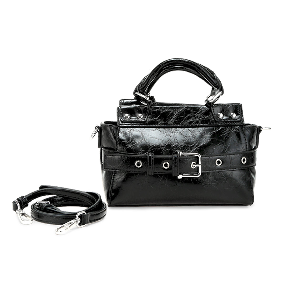 buckle detail satchel bag#color_black