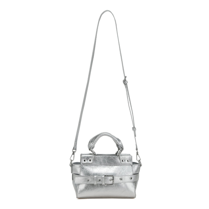 buckle detail satchel bag#color_silver