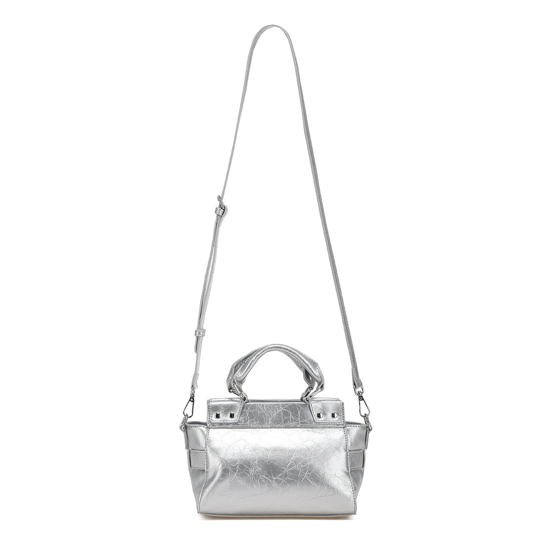 buckle detail satchel bag#color_silver